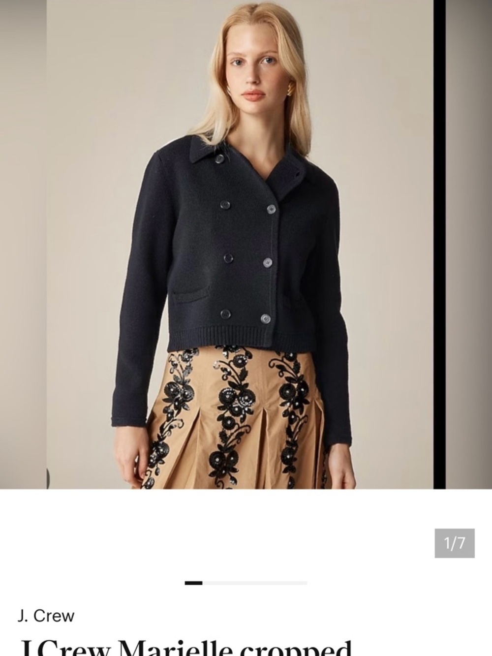 J Crew Marielle cropped cardigan grey cotton pockets double breasted Sz M NEW - Picture 12 of 13